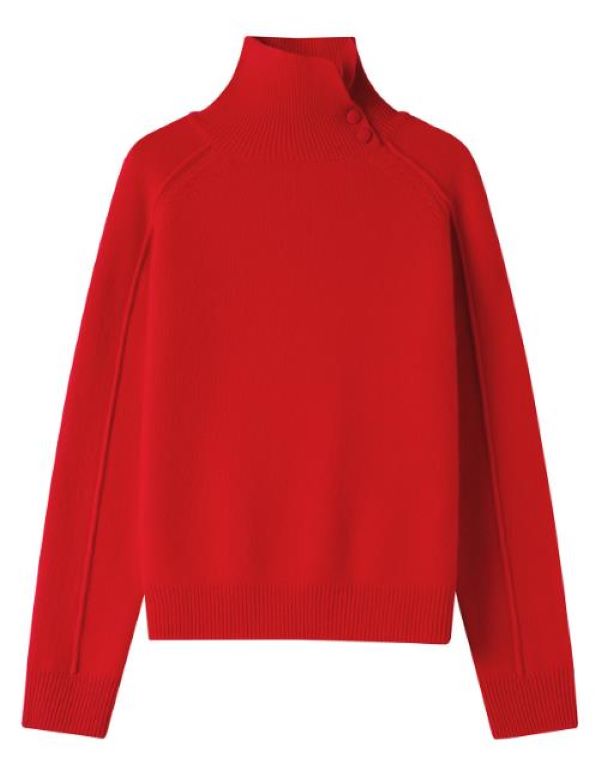 【橙子专属】翻领老钱风不规则时尚百搭100%绵羊毛针织衫25832款