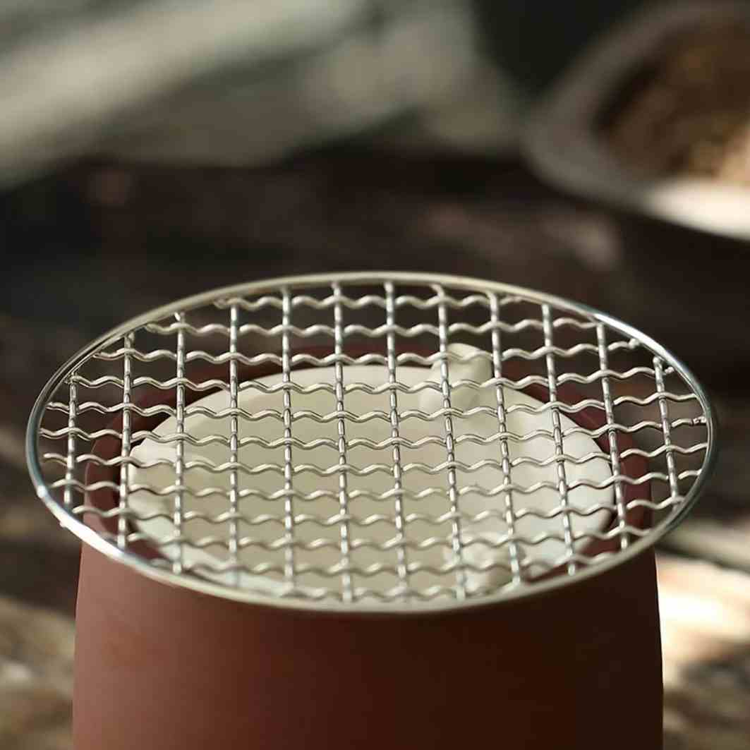 围炉煮茶烤网圆形网格烧烤网家用空气炸锅网烤肉烘焙工具