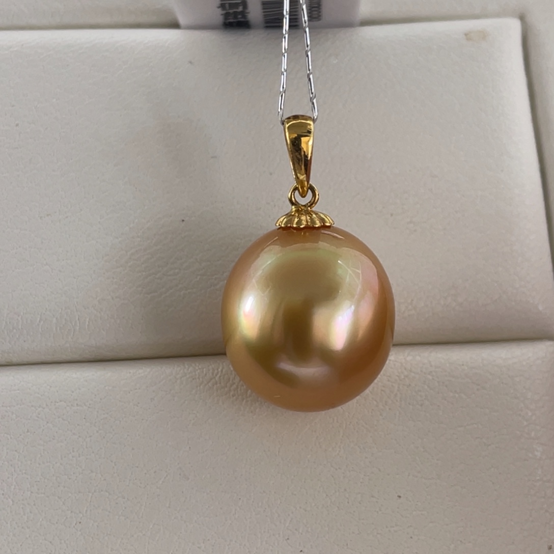 海水珍珠吊坠(不含链)18K金镶嵌13.0mm
