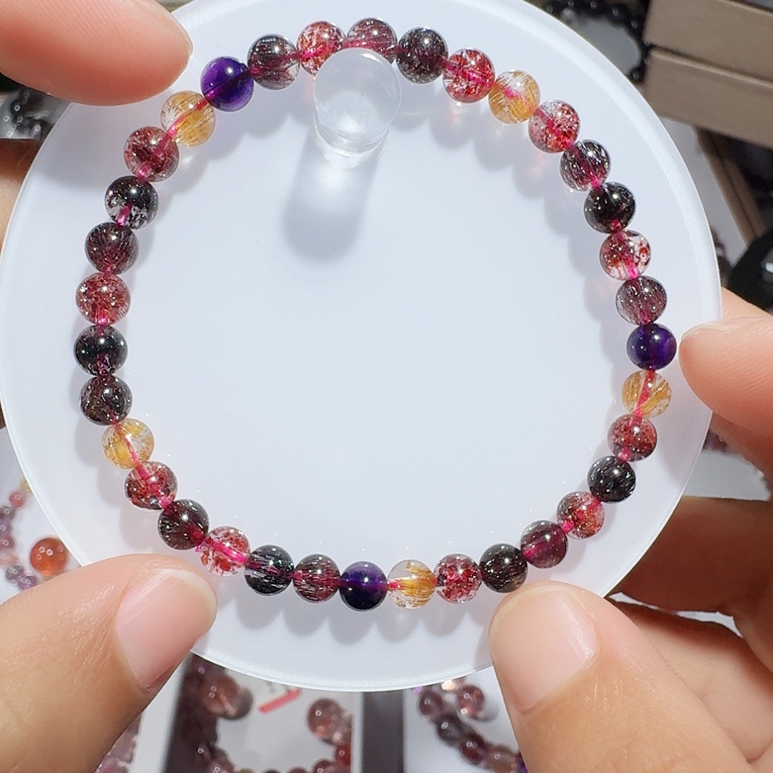 水晶手链未镶嵌5.3mm黑加仑手串