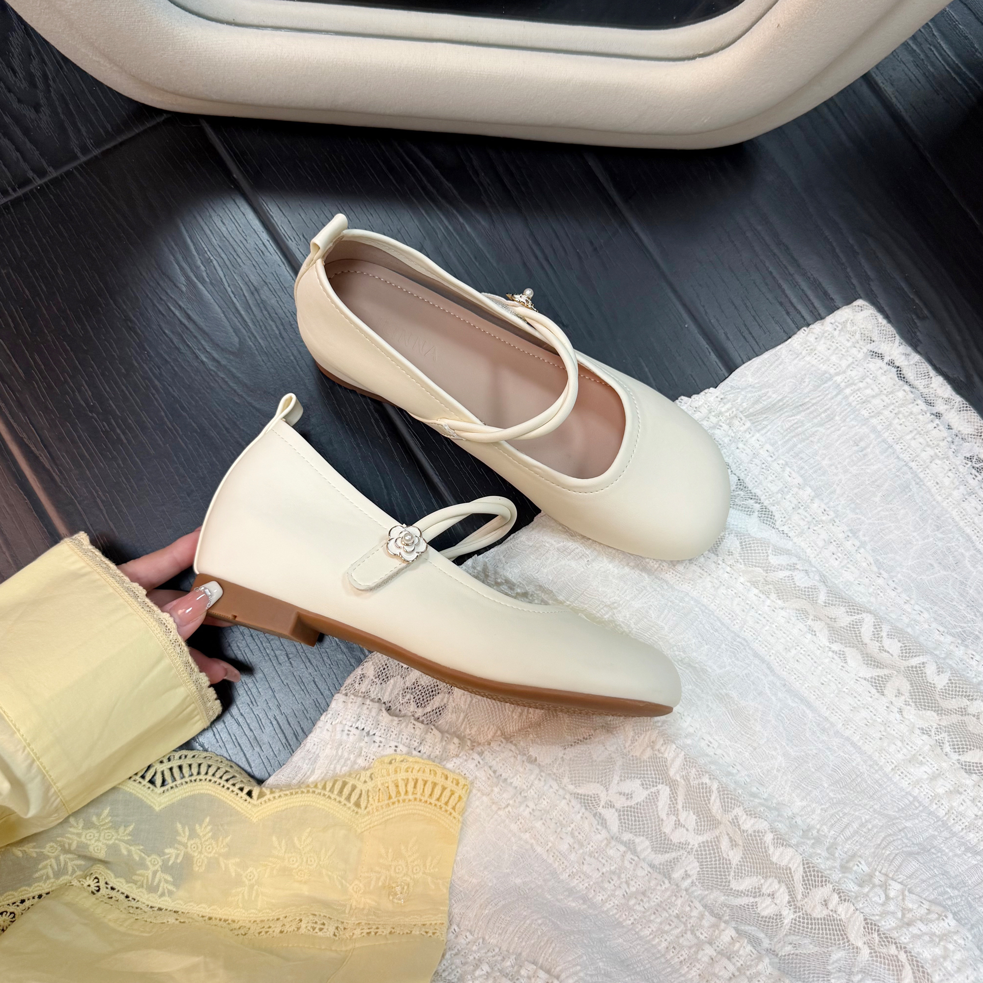 内增高5cm法式复古单鞋2025夏季新款芭蕾鞋女浅口百搭玛丽珍鞋女