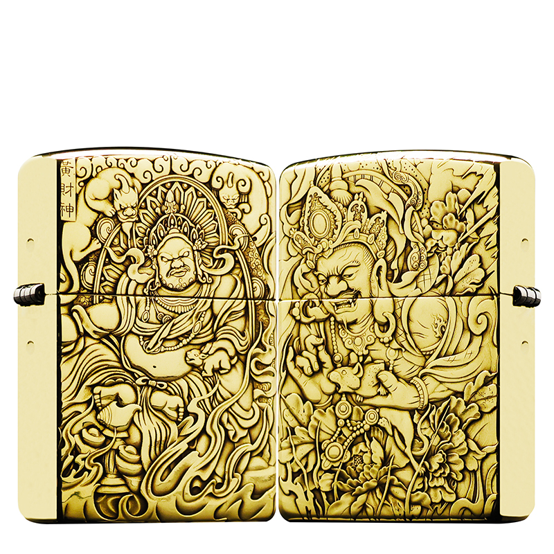 ZIPPO/之宝打火机【黄财神】黄铜盔甲机原装正品煤油机DYJ1