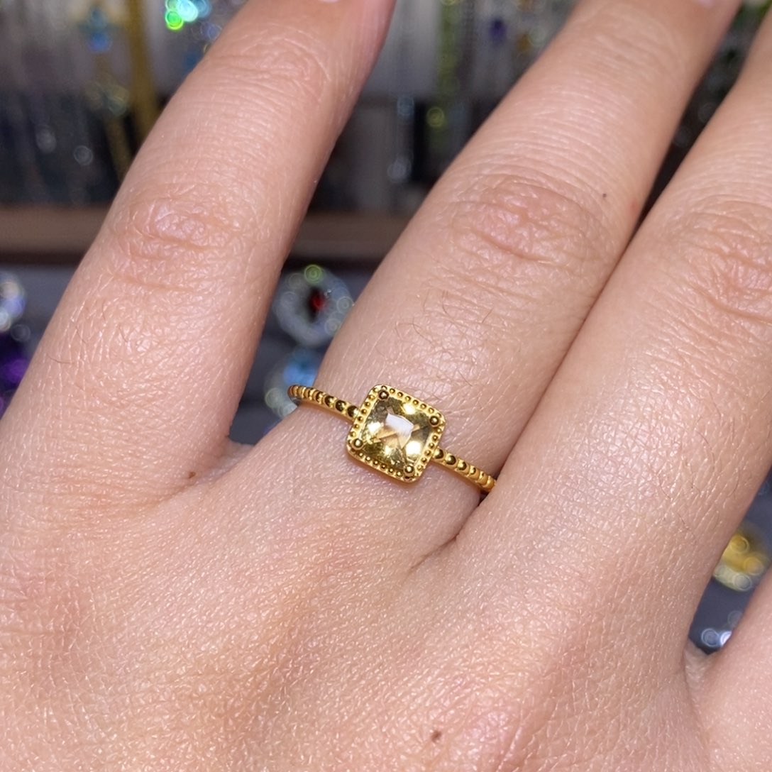 黄晶戒指银S925镶嵌456667