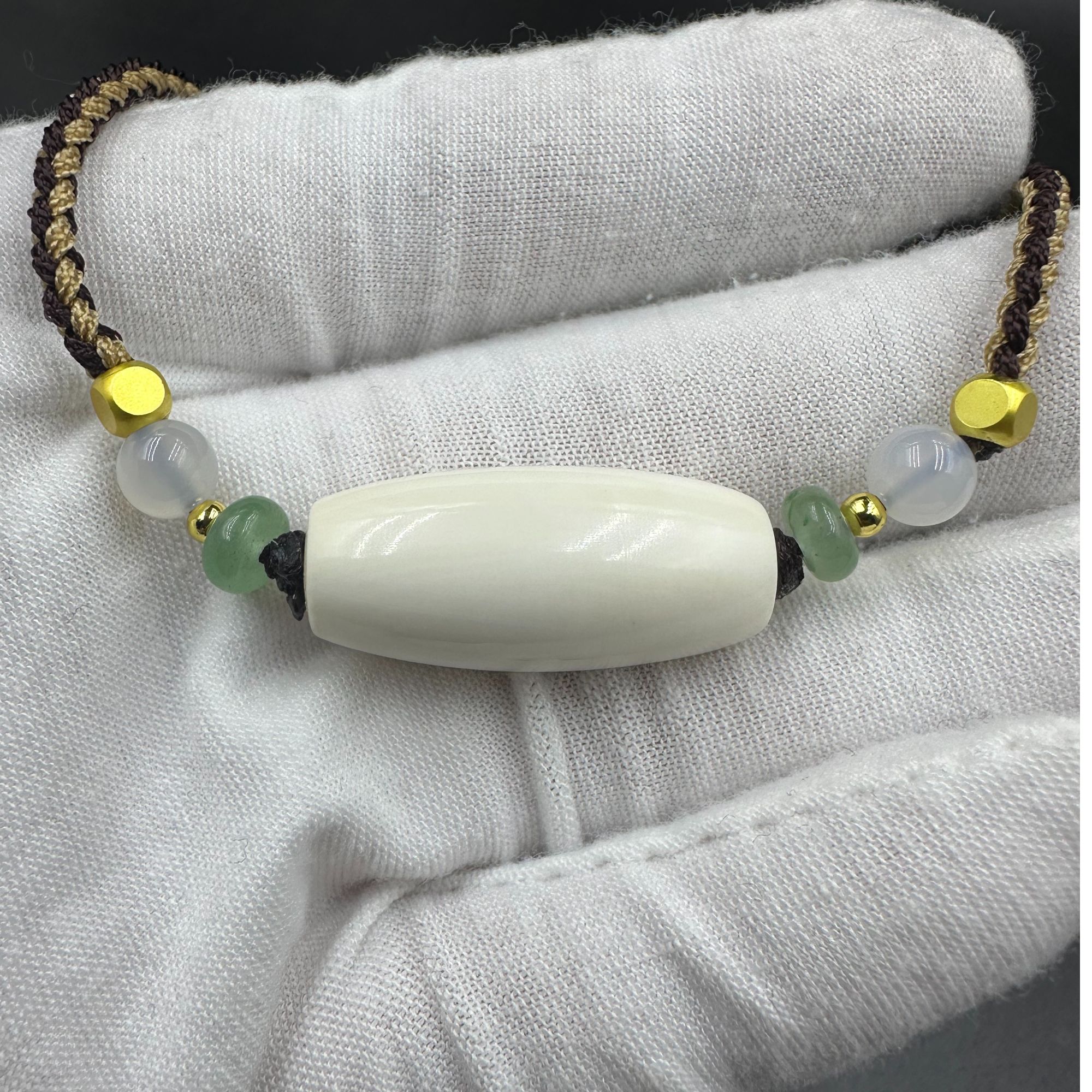 Y0117天然猛犸牙天珠吊坠