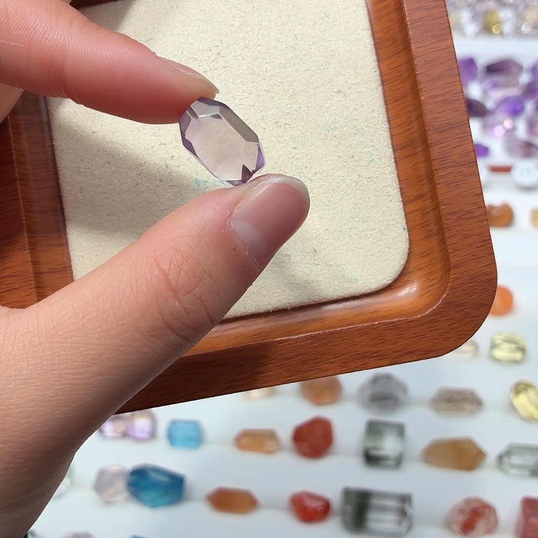 银S925镶嵌珠宝半成品水晶紫水随型