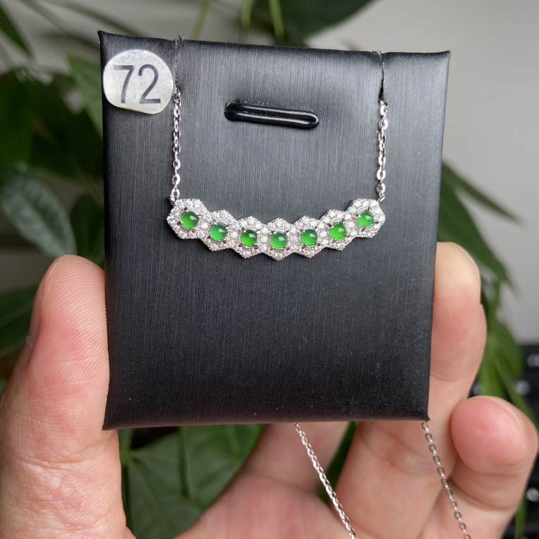 S925银镶嵌翡翠锁骨链72