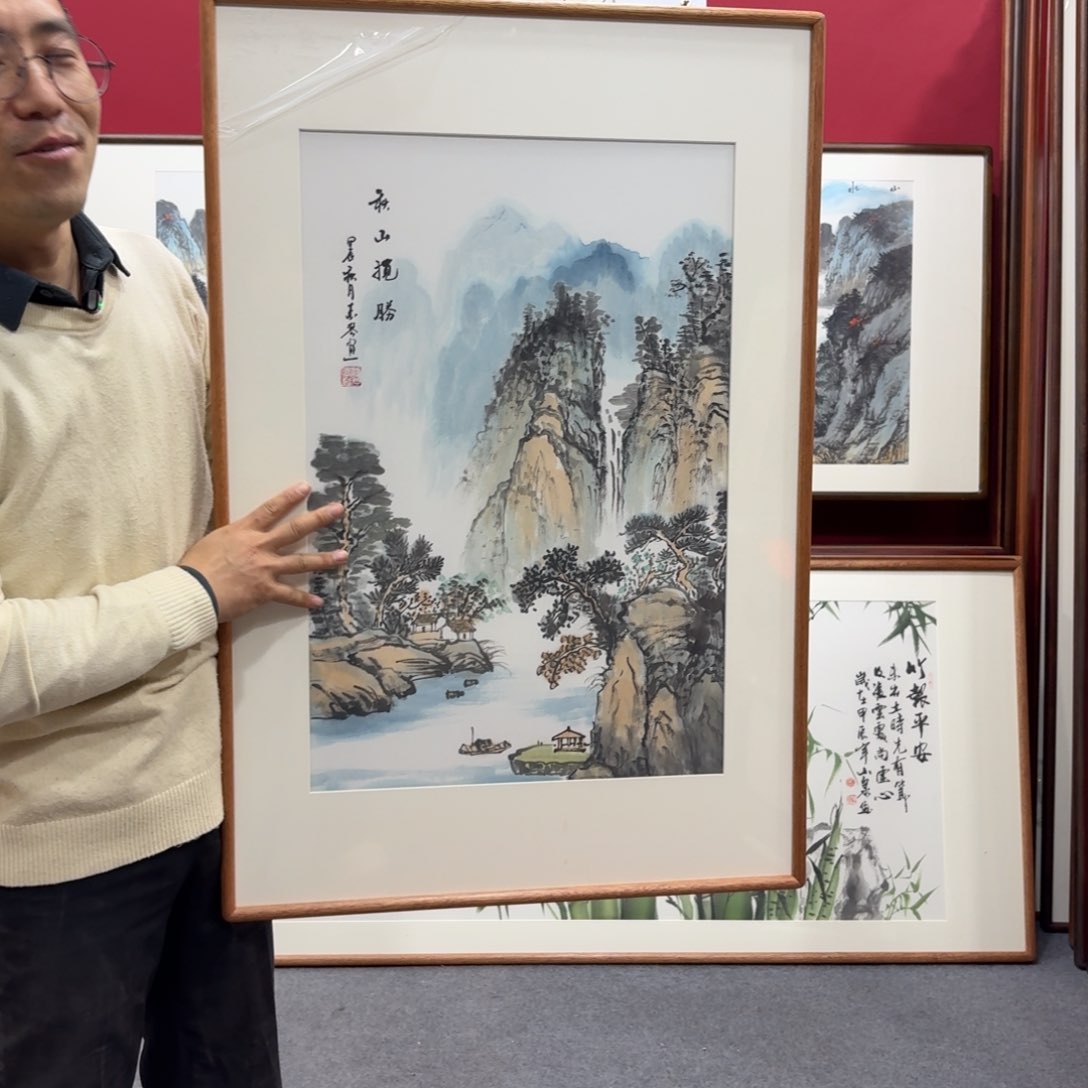 国画带框绘画90/60尺寸