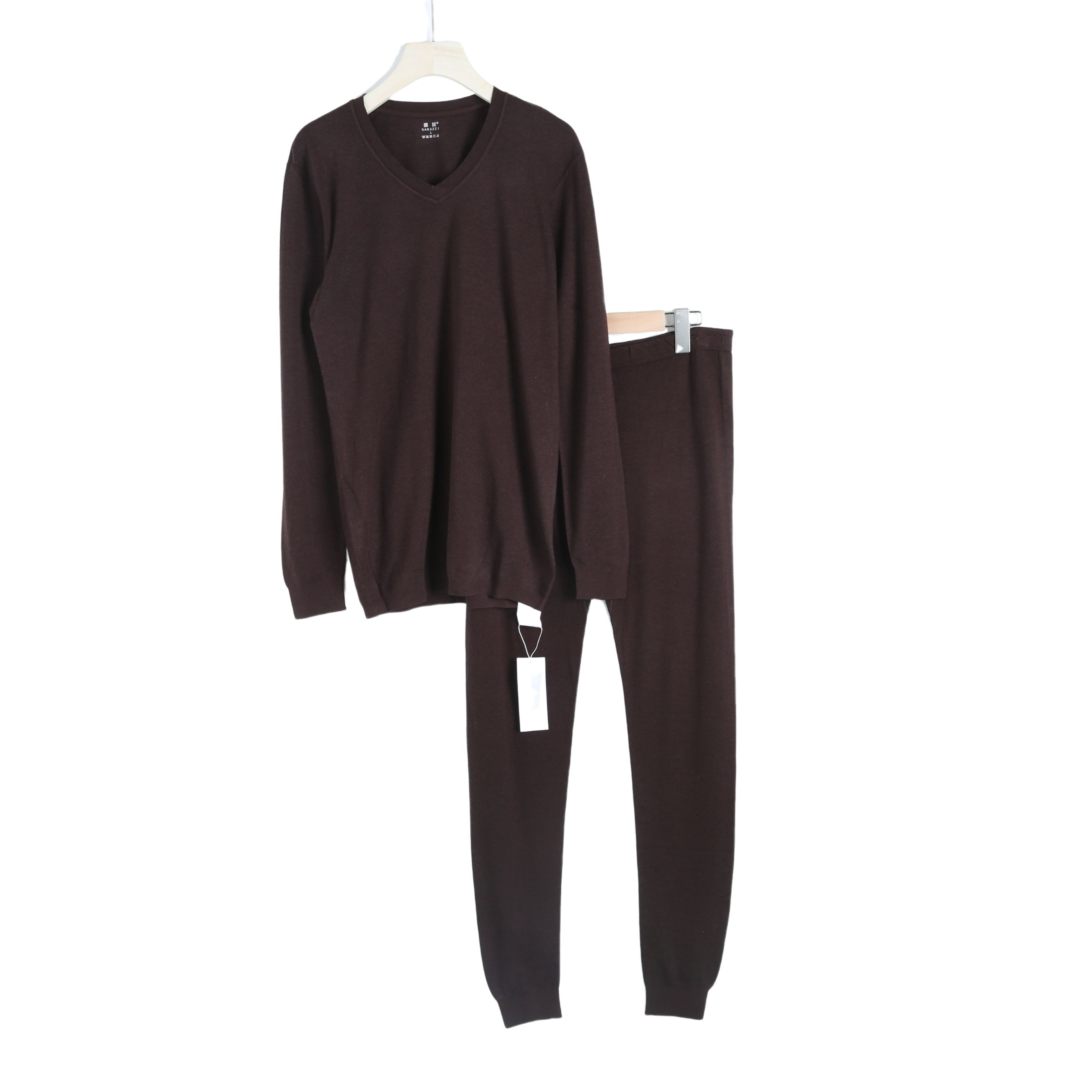 N0001内衣套装春秋薄款男棉螺纹v领棉打底秋衣秋裤男士保暖