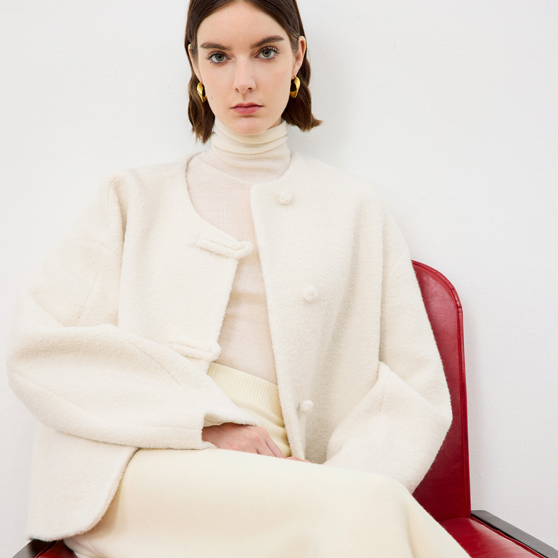 寺山文也 穆瑤/风华绝代 圈圈羊毛呢新中式盘扣加厚短外套女秋冬