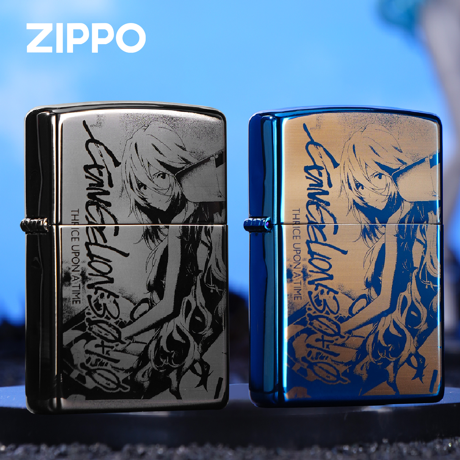 Zippo打火机经典蓝冰绫波丽激光雕刻剧场EVA长发防风收藏ZZC1