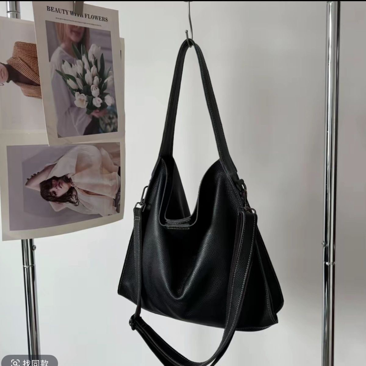 【禹歌】头层牛皮复古裸皮内里轻奢单肩耐脏韩版托特女包大容量通勤