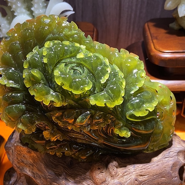 蛇纹石玉摆件合金