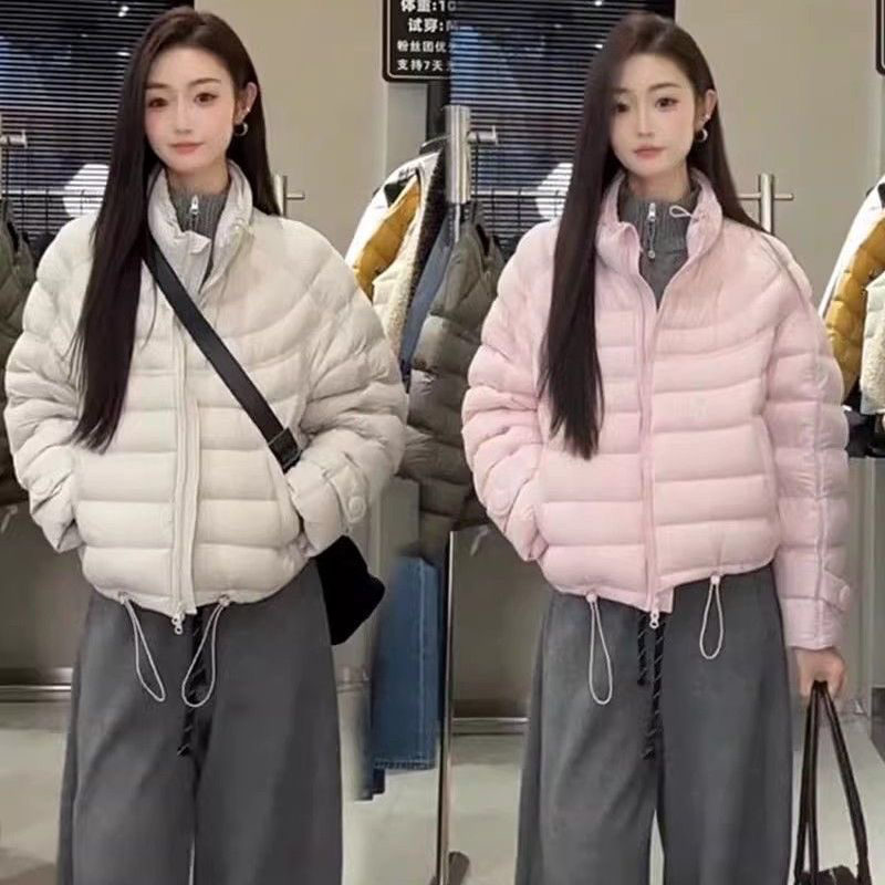 韩系泡芙排骨短款石墨烯云绒女冬季新款时尚宽松百搭立领上衣潮