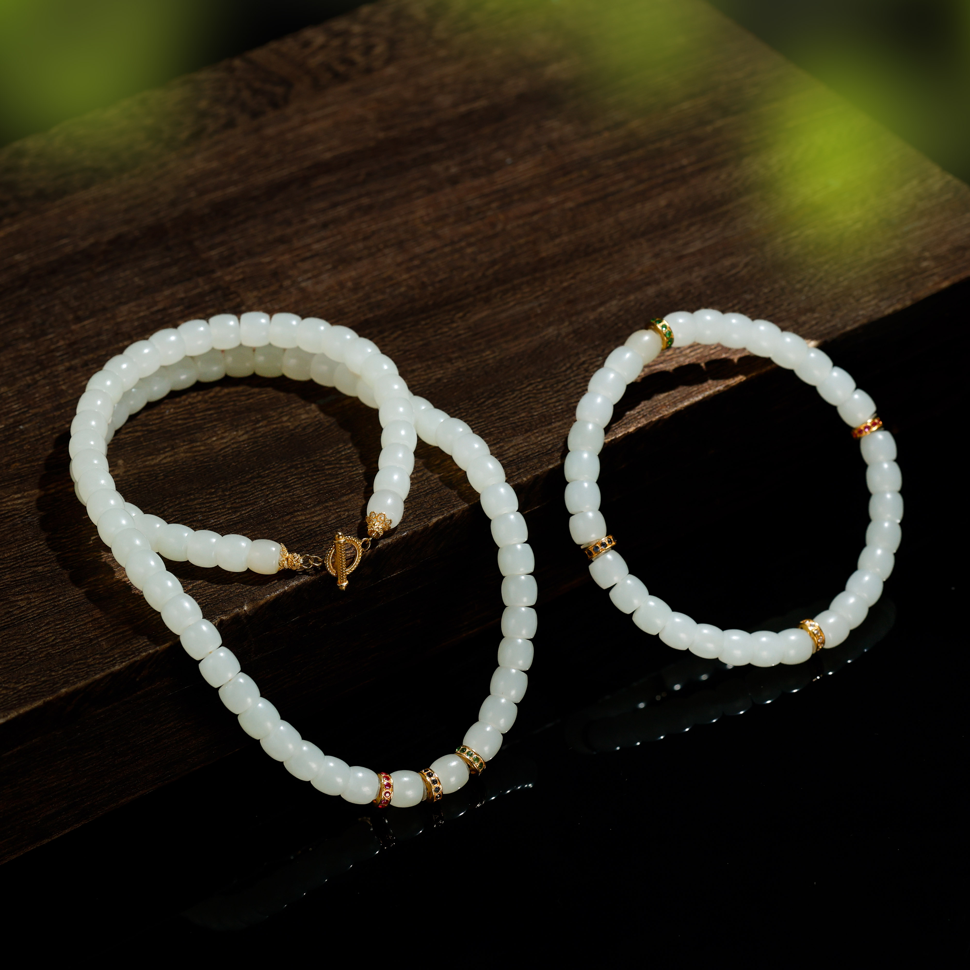 18K金归元套装和田玉项链和田玉手串（多样性发其一）