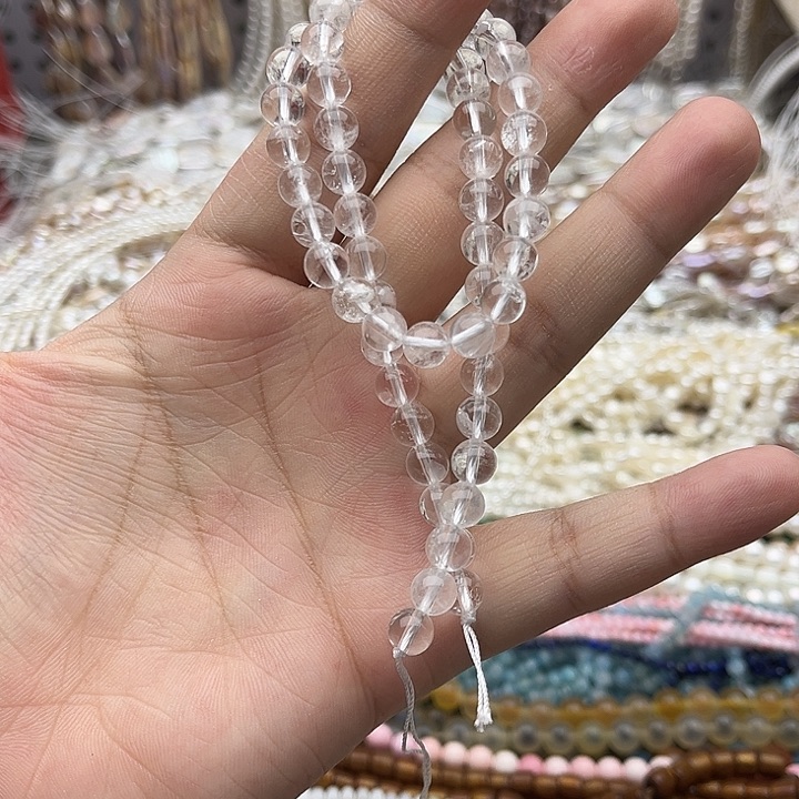 未镶嵌玛瑙/玉髓珠宝半成品一条6mm左右白水晶带棉