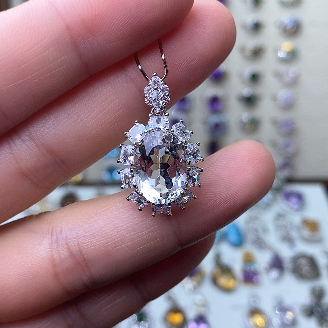 水晶吊坠(不含链)银S925镶嵌需要证书备注