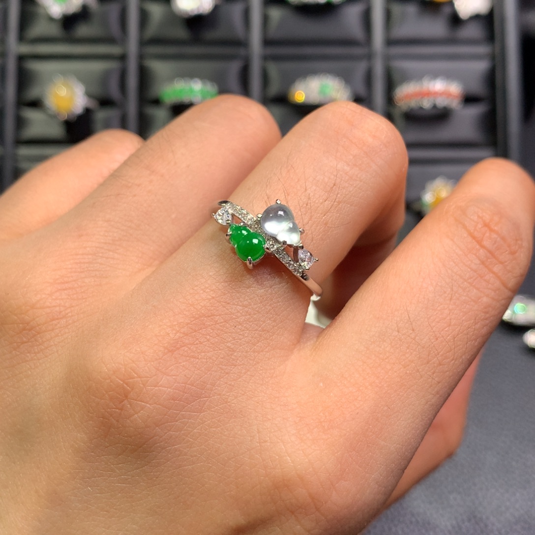 翡翠银S925镶嵌戒指