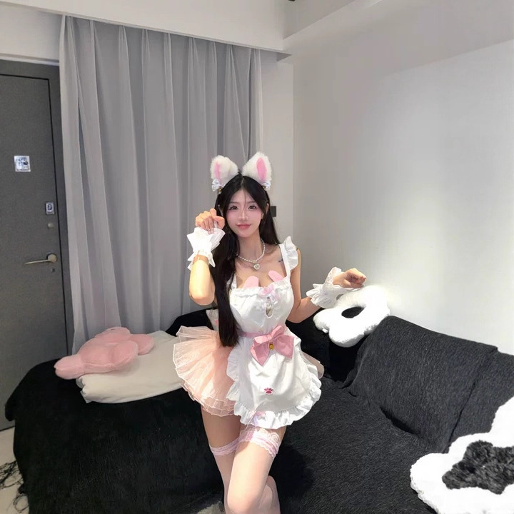 【甜莓兔酱】性感木耳花边蝴蝶铃铛套装