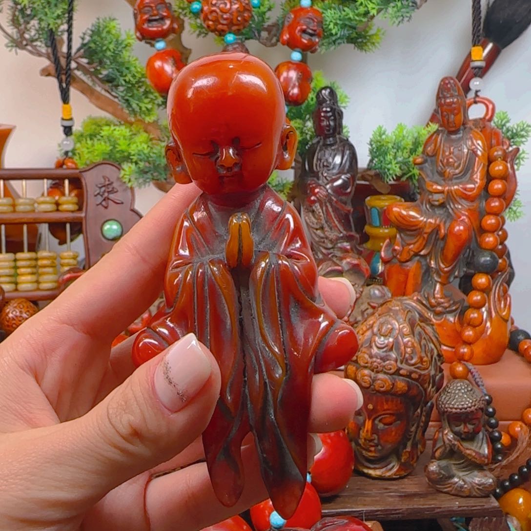 琥珀裸石未镶嵌手把