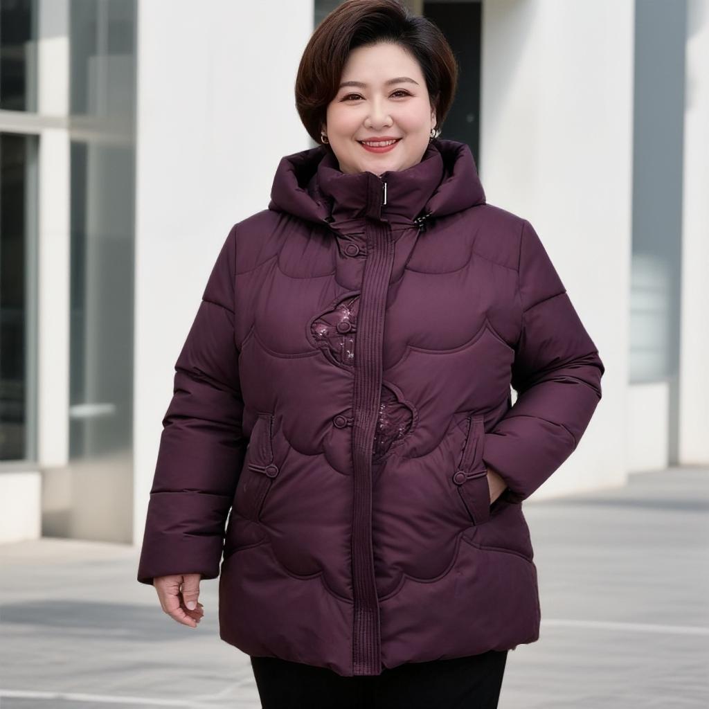 中老年加厚保暖活帽绣花拉链棉服RFLY886