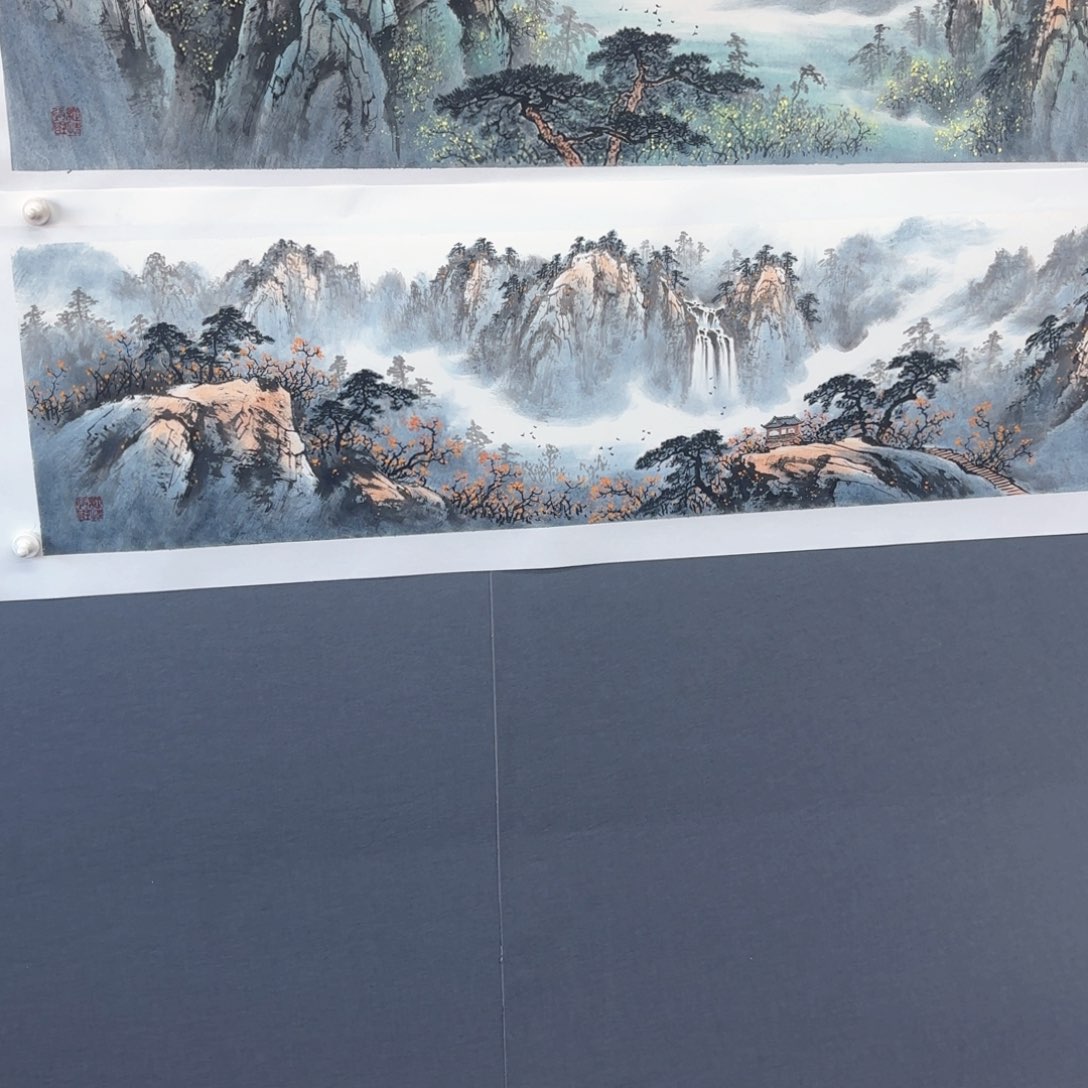 国画梅****光崔延文四尺对开童