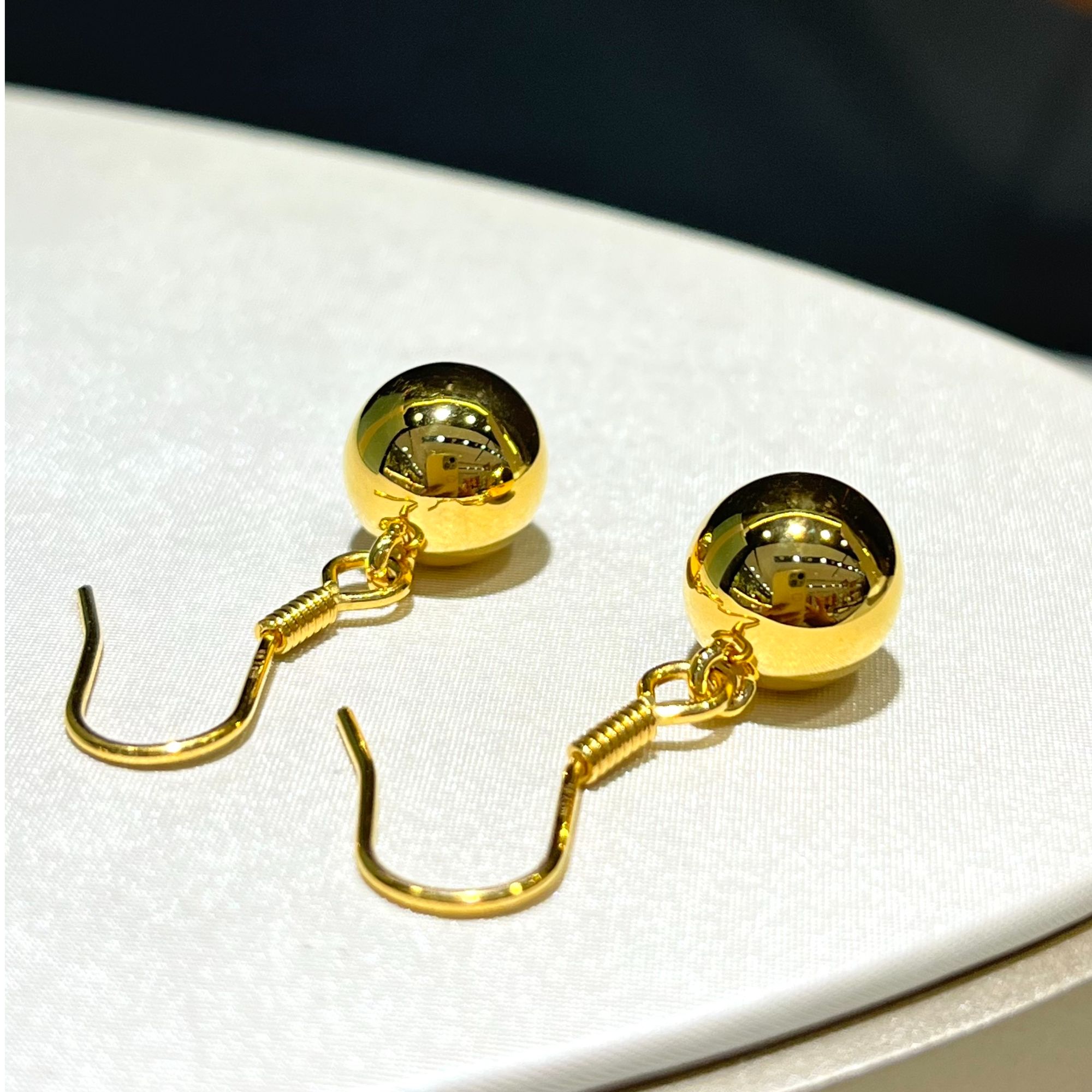 明牌珠宝楼哥甄选足金999 亮面圆泡耳钉 多样性发货约卡10mm