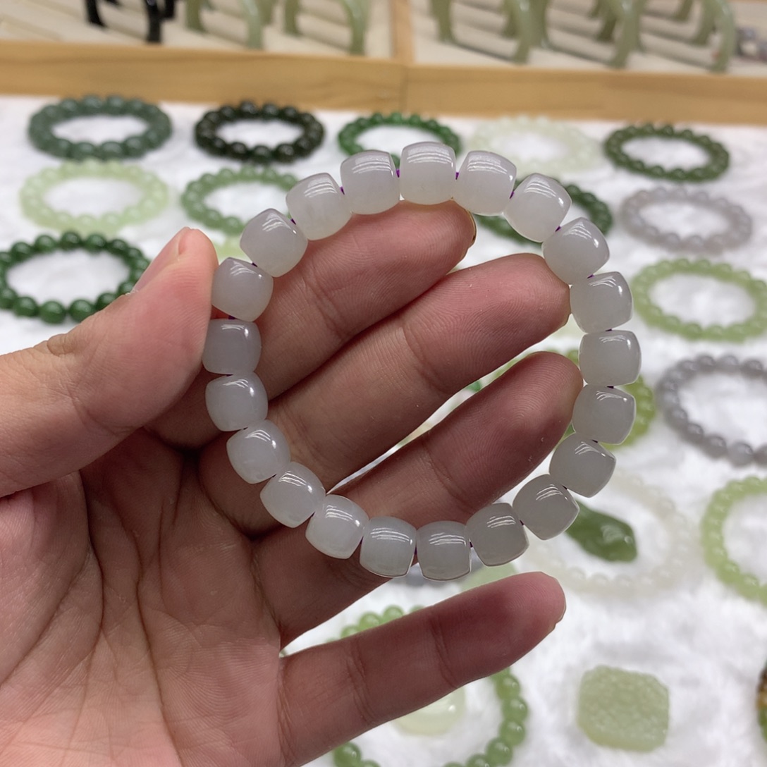 和田玉未镶嵌手串（直切冰烟紫10）