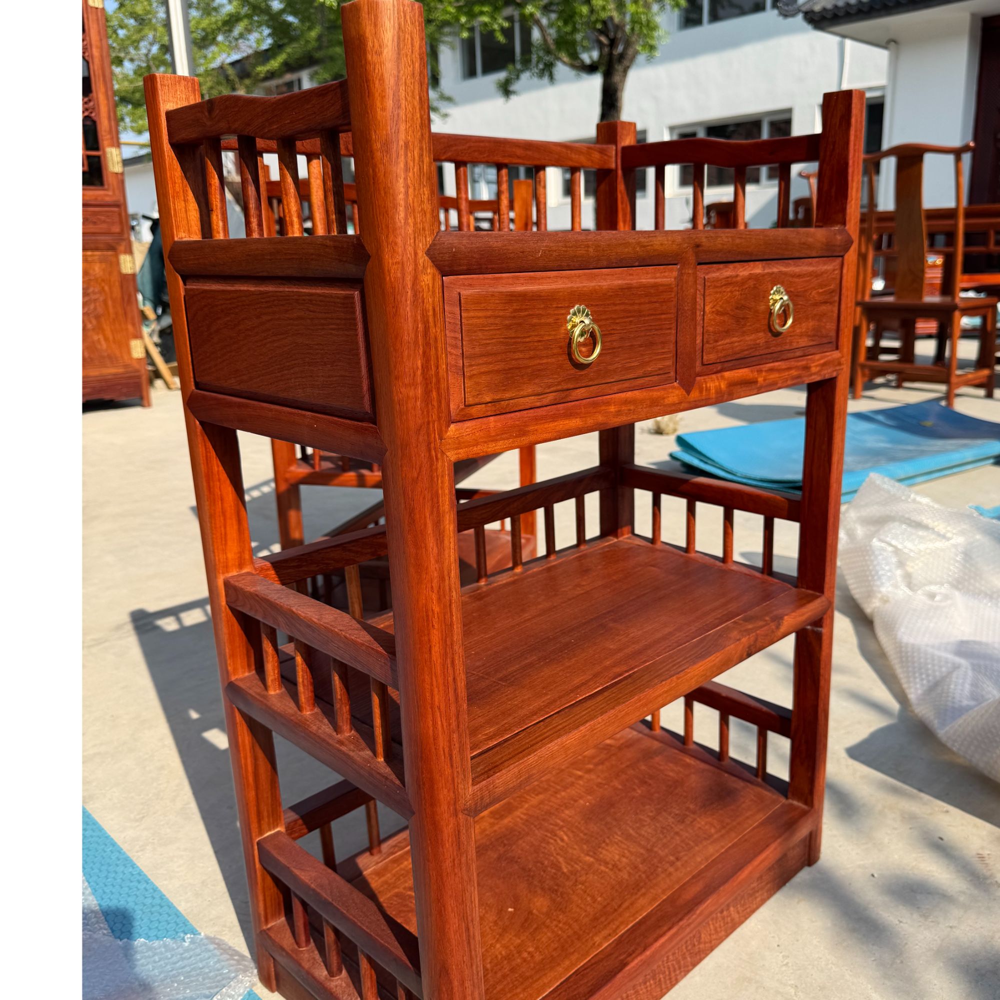 大果紫檀茶水柜实木茶几客厅边柜书架多用二手家具旧货市场