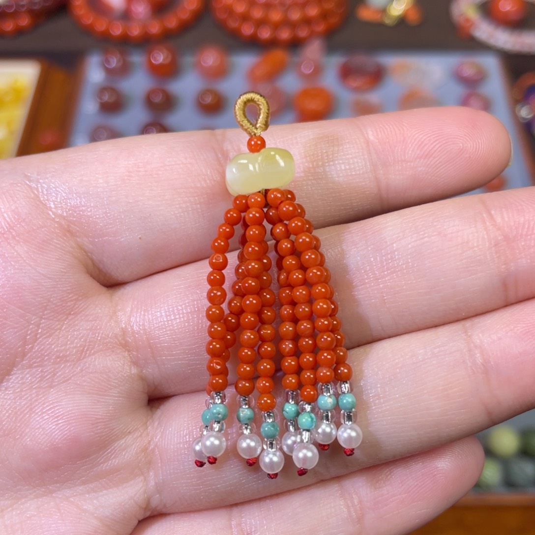 南红玛瑙未镶嵌桂花米珠流苏