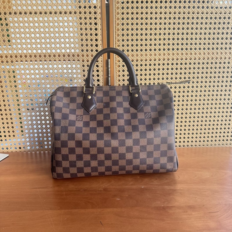 95新 LouisVuitton/路易威登 98新棕棋盘speedy30手提包S813280
