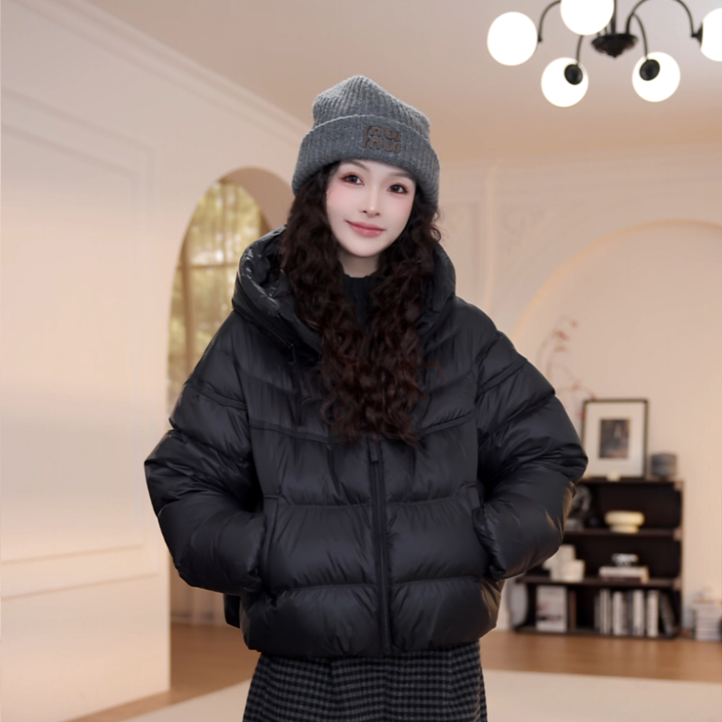 【YY·studio】连帽拉链羽绒服女冬季新款长袖保暖面包服外套YY-7075