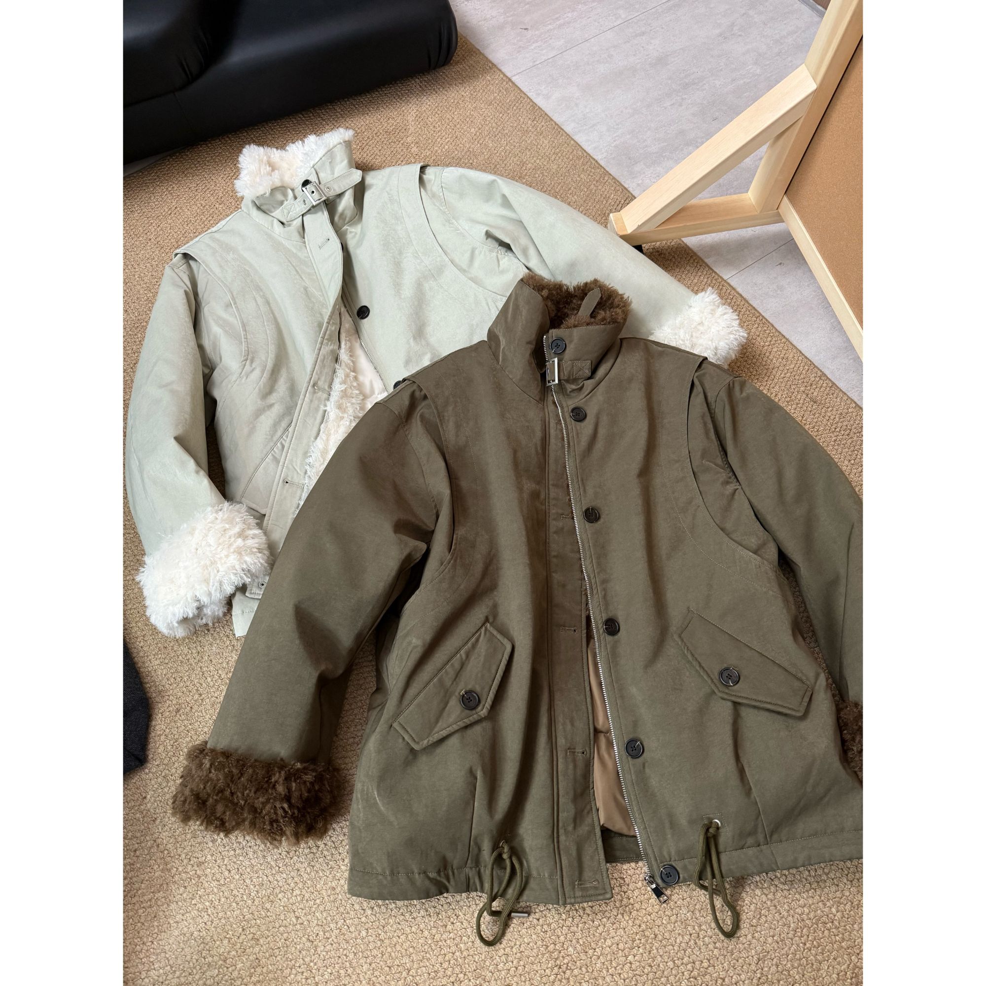 2025冬款新品【设计师款  毛领盼扣派克服白鸭绒羽绒服】