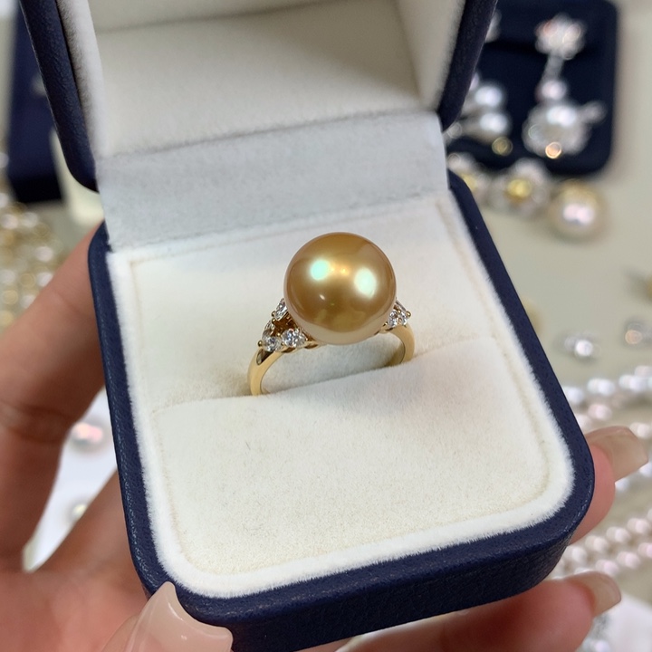 海水珍珠戒指18K金镶嵌难***意11-12mm