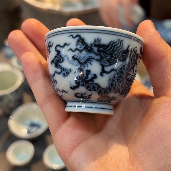 钟家窑柴窑龙纹杯杯杯