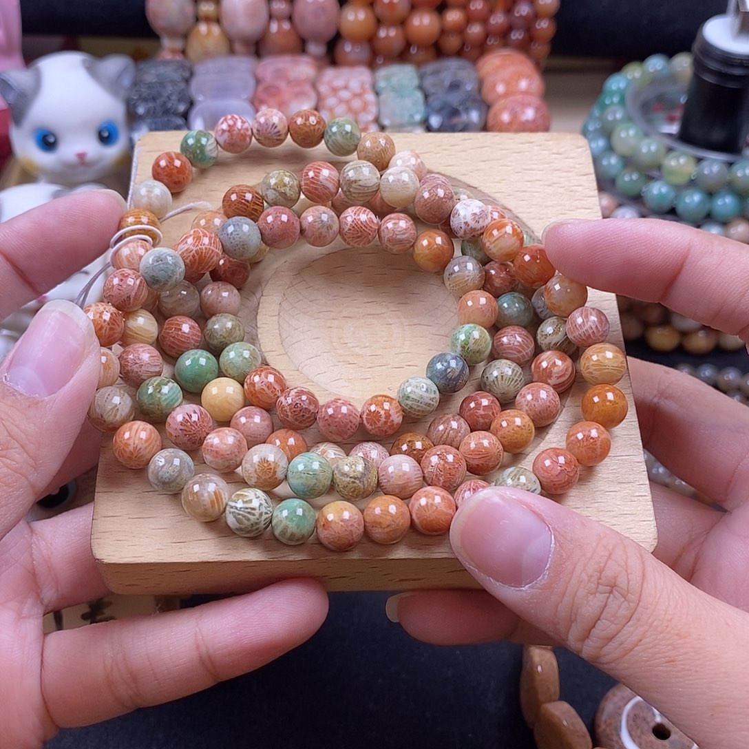 追***者硅化珊瑚（珊瑚玉）108未镶嵌