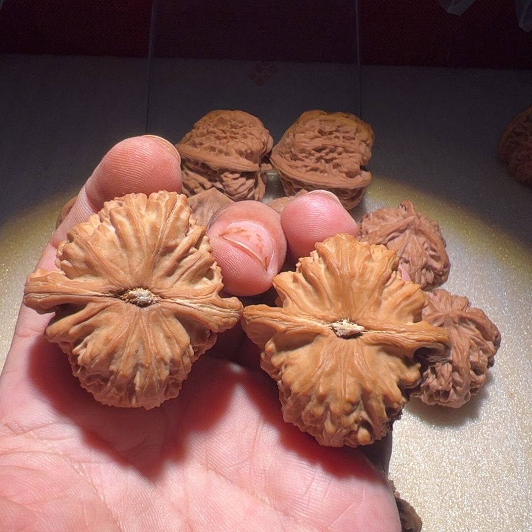 文玩核桃把件老*三角白