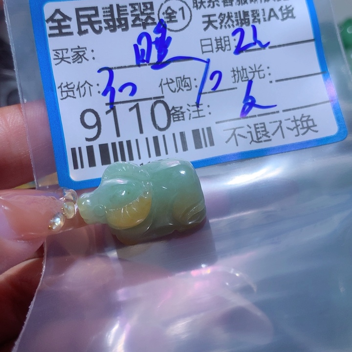 翡翠颈饰未镶嵌睡***醒