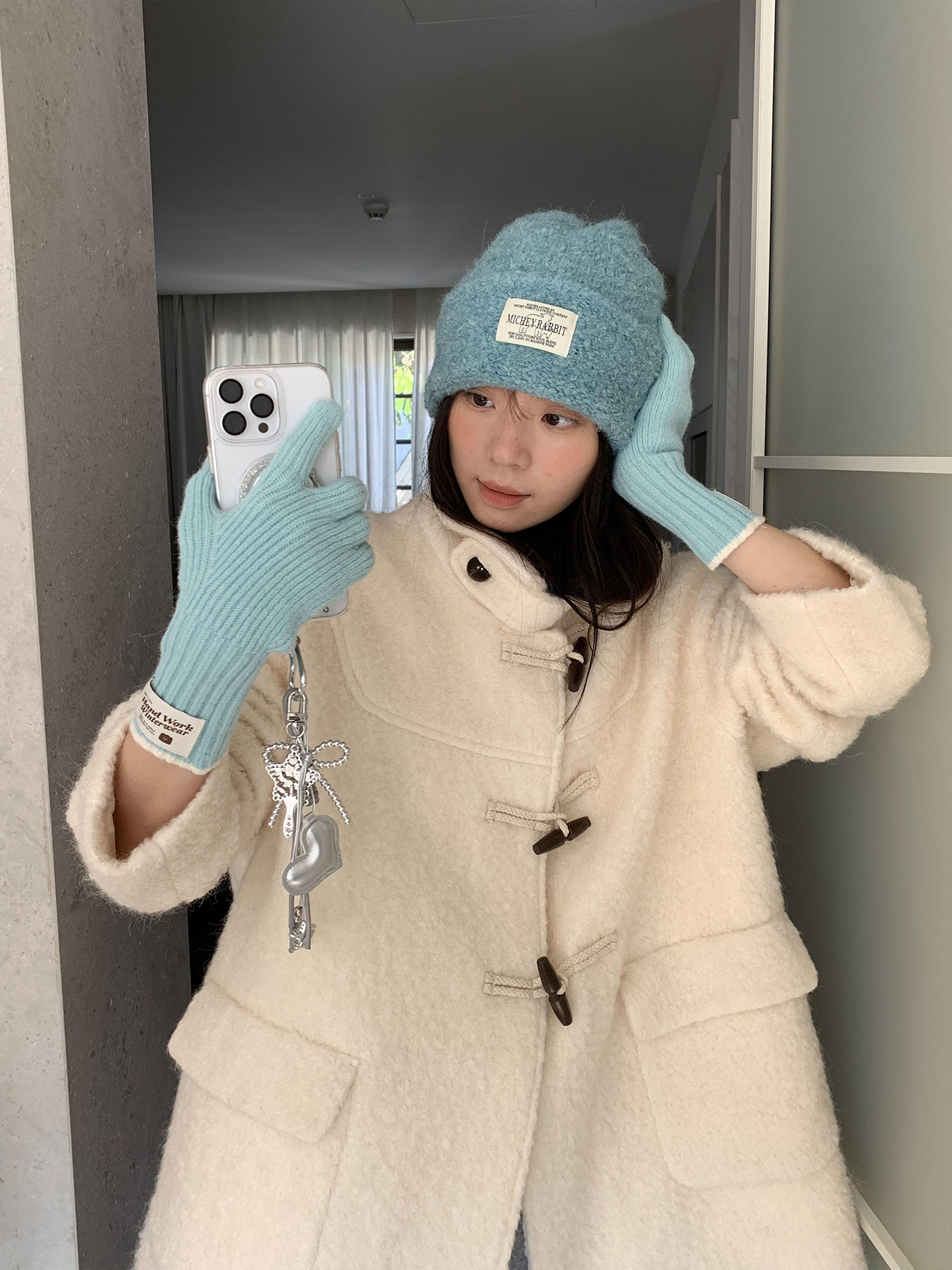 Unique blue韩标针织帽冬季毛线帽显脸小保暖针织护耳包头防风