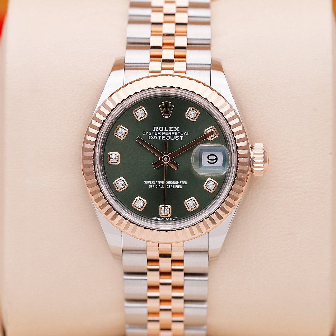 99新 Rolex/劳力士 日志279171/间玫瑰金绿盘原钻28mm自动机械单