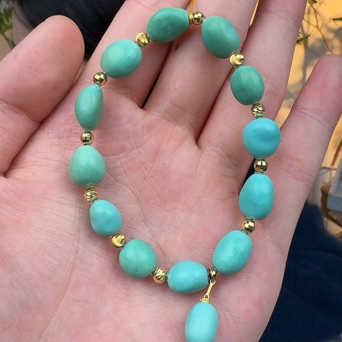 绿松石18K金镶嵌珠宝奇石