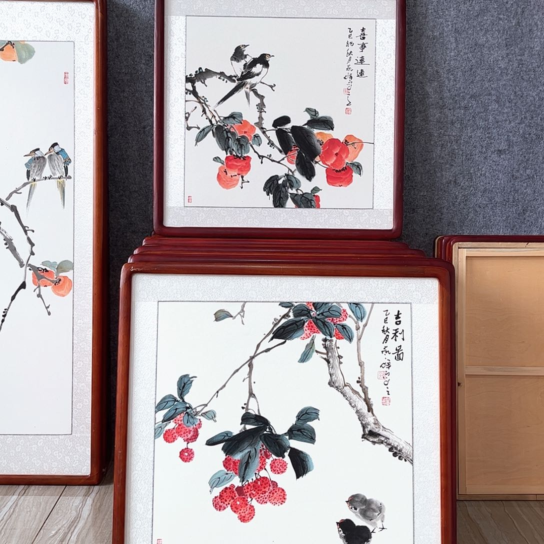 国画书画作品带框63×63