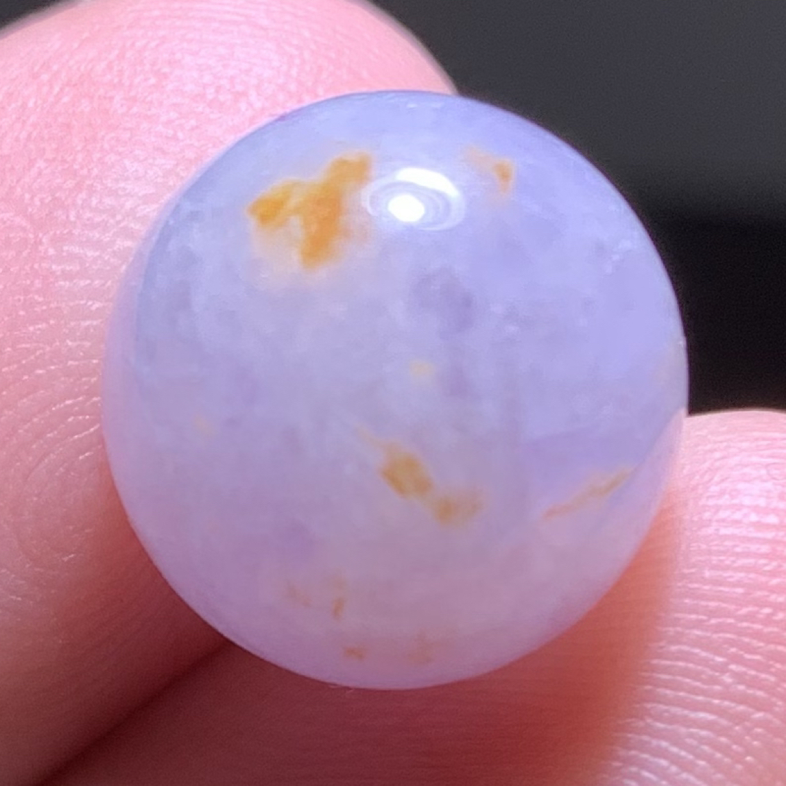 【紫罗兰•珠子】缅甸天然A货翡翠糯冰紫罗兰洒金淡紫圆珠配珠13.5