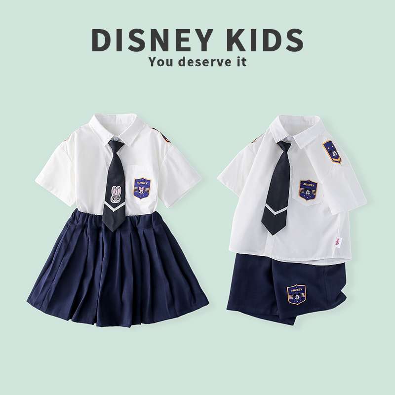 迪士尼儿童英伦学院风套装夏季男女童班级演出服XOR2SZ130-131