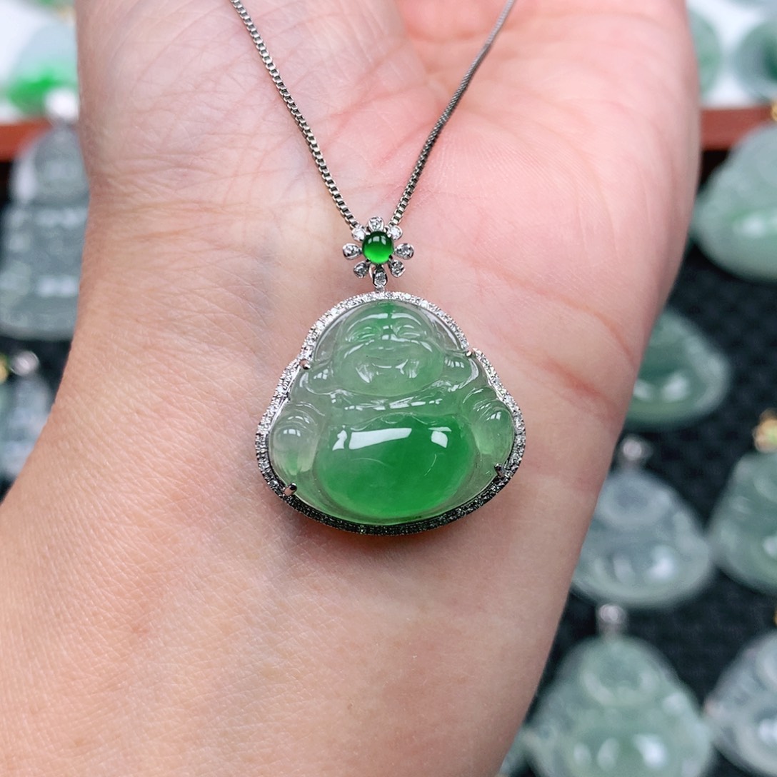 翡翠吊坠(不含链)18K金镶嵌