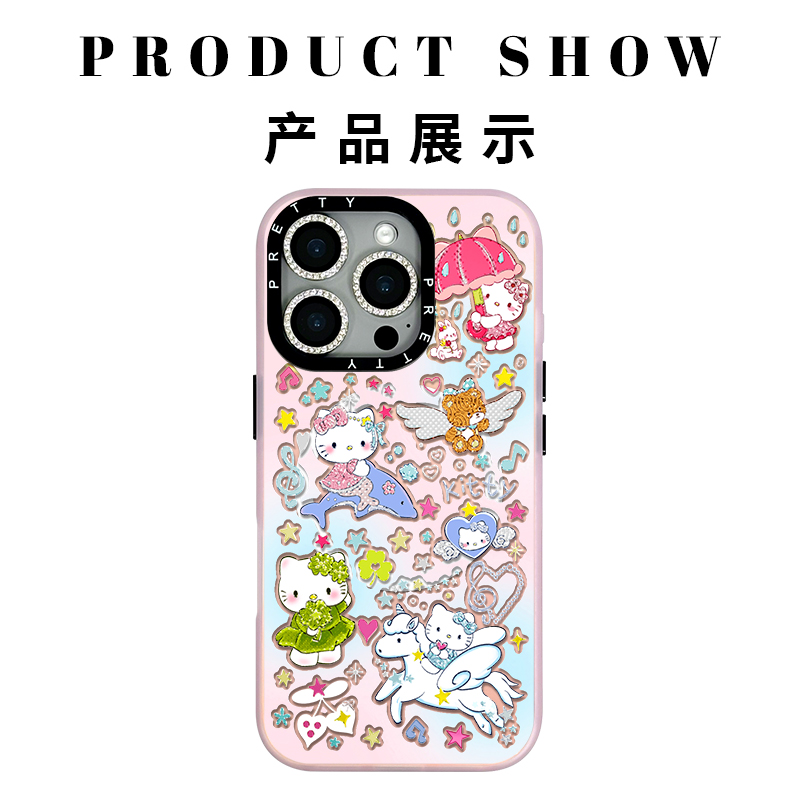 适用苹果iphone17promax 高级鎏金手机壳16/15/14粉色KT