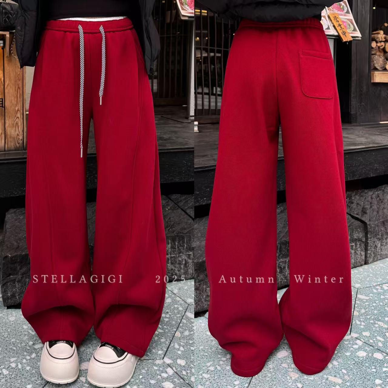 SG / 郭幂幂 AW 时髦松弛感！双色抽绳加绒加厚弯刀卫裤K-20253119