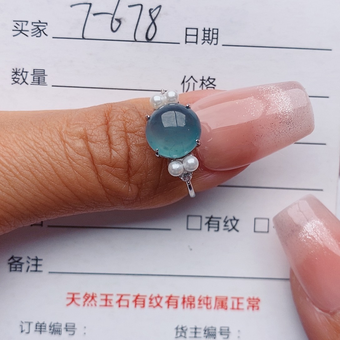 翡翠戒指银S925镶嵌戒指