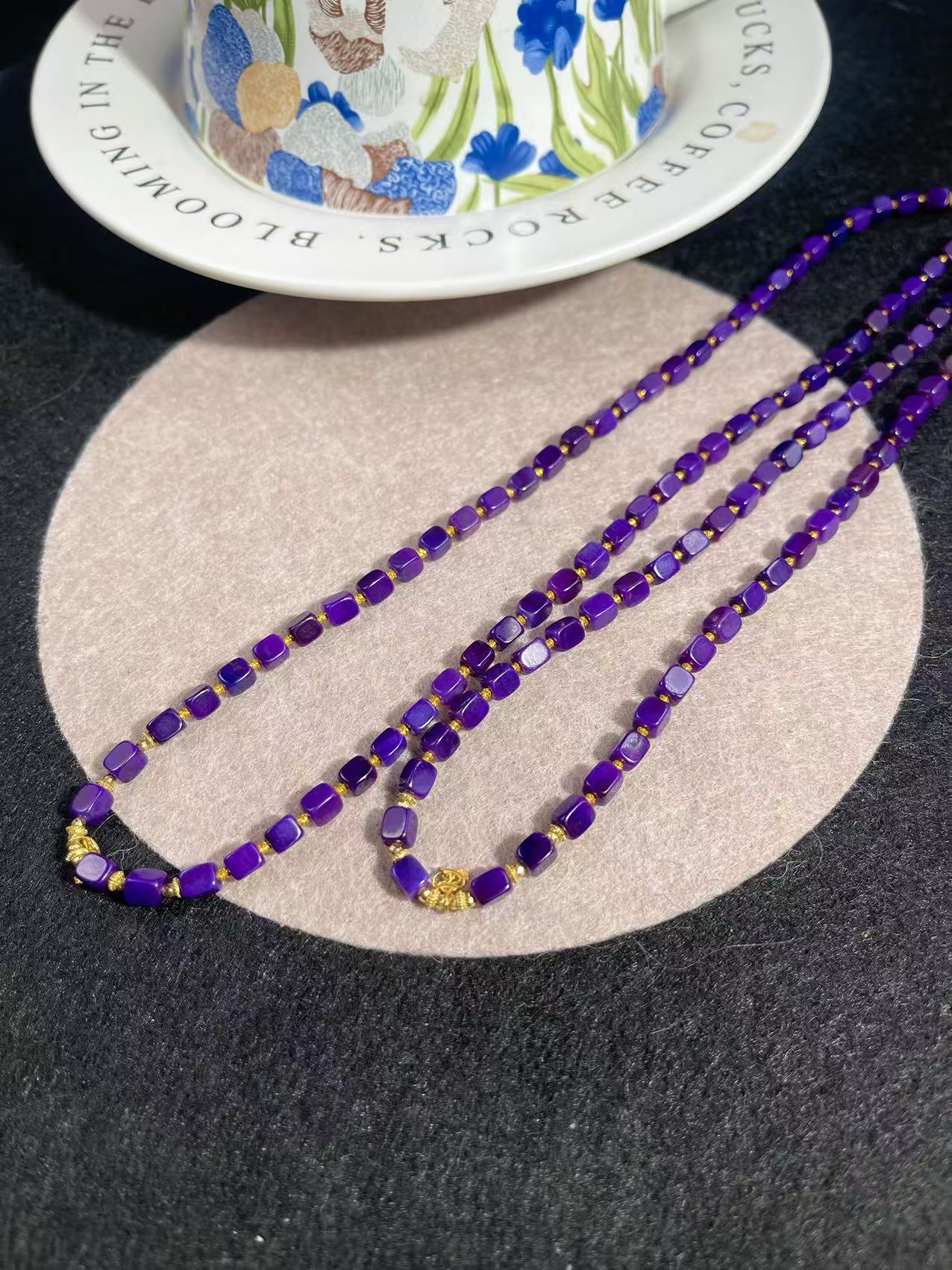 珞希丨18K金镶舒俱来紫魔方项链/多样性发其一/K01453