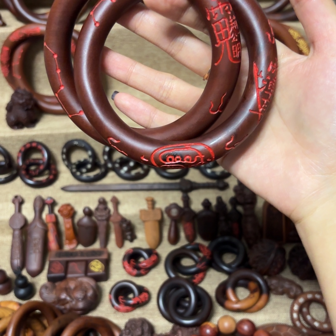 那***号枣木雷击枣木精品乾坤圈内径8手刻