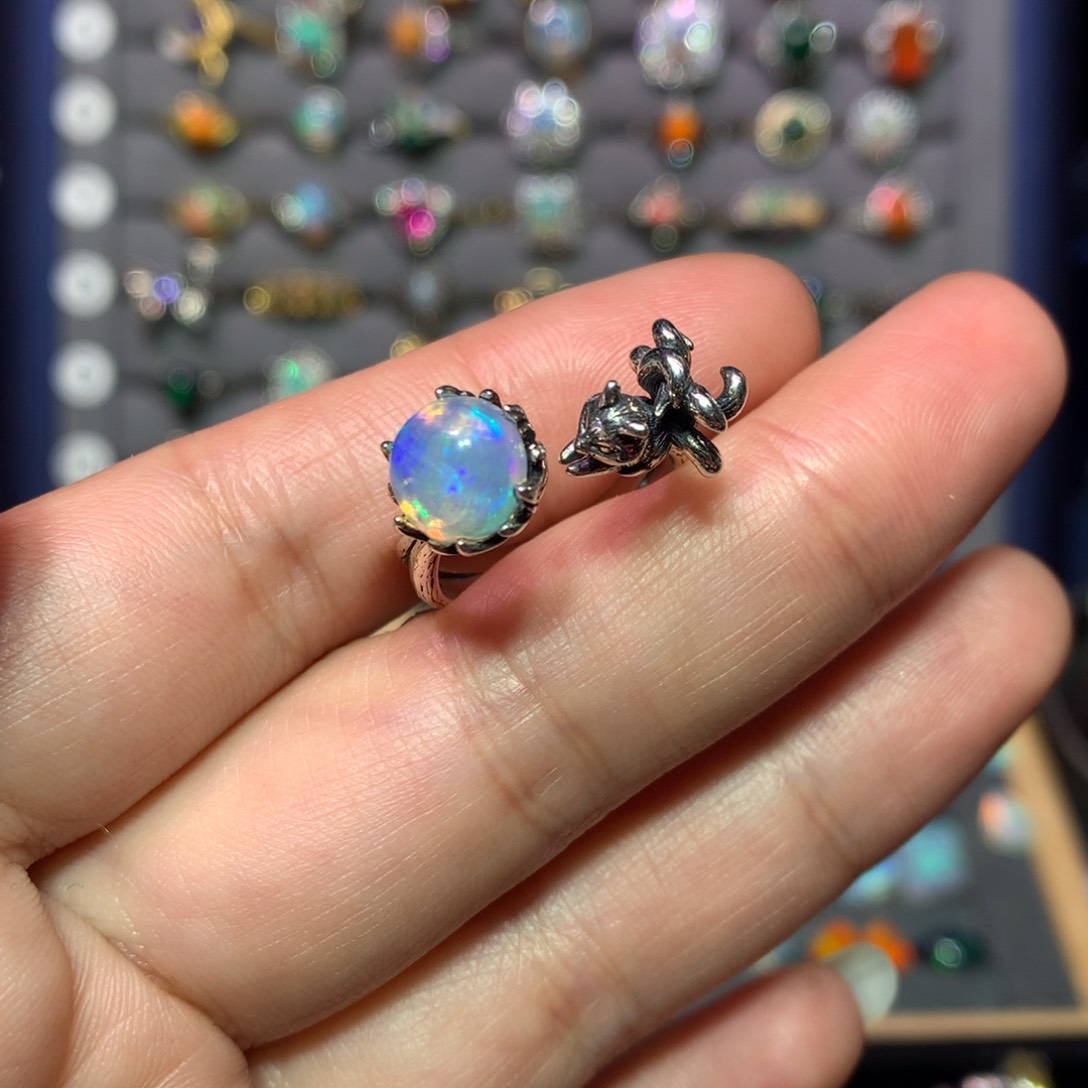 欧泊戒指款式银S925镶嵌